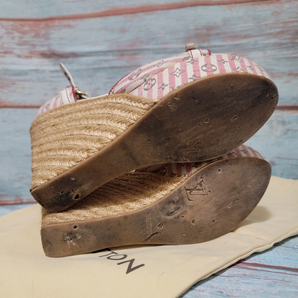 Authentic Louis Vuitton Monogram Wedge shoes Size 7.5 - Picture 9 of 15